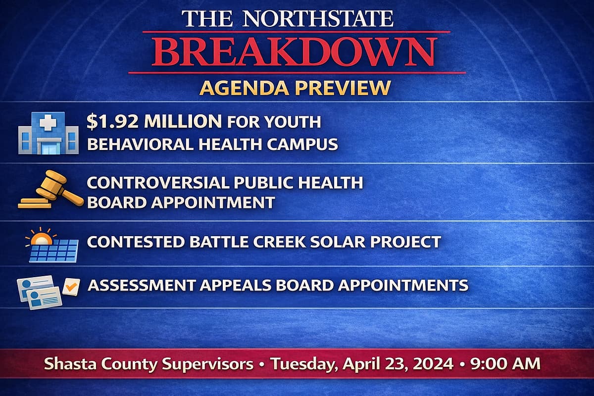 Shasta County Board to Weigh $1.9 Million in Opioid Funds for Youth Behavioral Health Campus, Appoint Vaccine Skeptic to Public Health Board