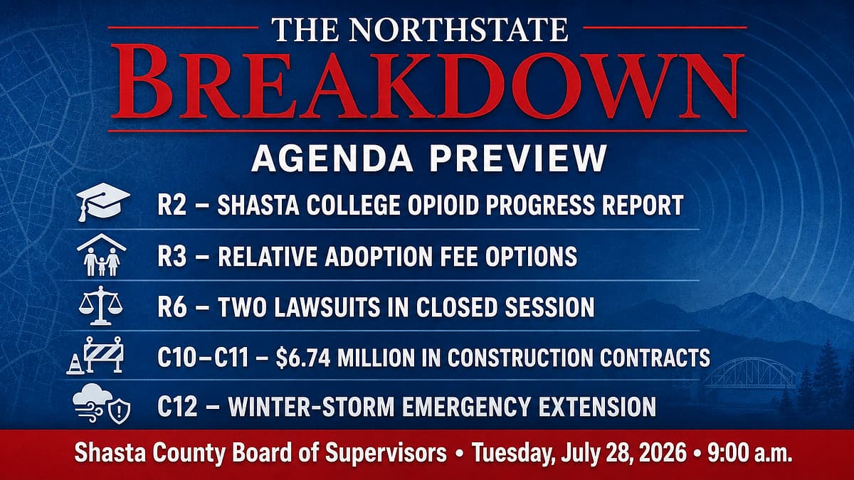 Opioid Money, Familiar Faces: Tuesday July 28th 2026 Shasta County Agenda