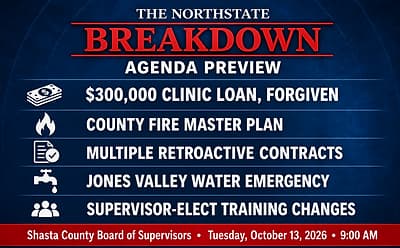Forgiving a $300,000 Clinic Loan, and a Fire Plan That Doesn't Pick a Funding Source: Tuesday, October 13th, 2026 Shasta County Agenda