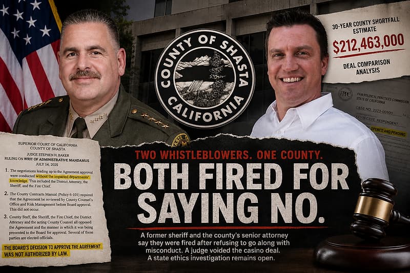 Two Whistleblowers Sue Shasta County Over Alleged Retaliation for Reporting Corruption